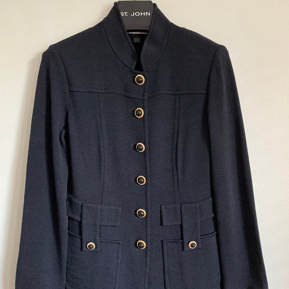 St John Legacy Millitary Style Jacket/Coat Black Size 4
